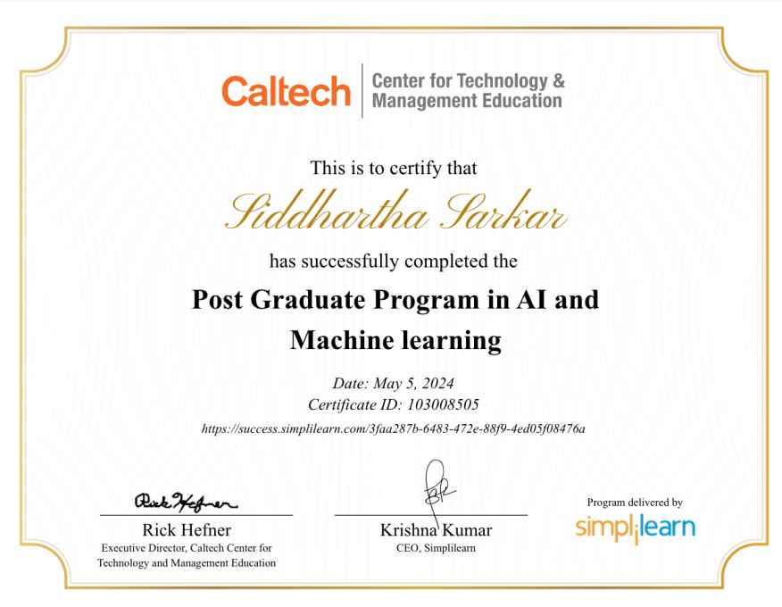 Certificate of Completion